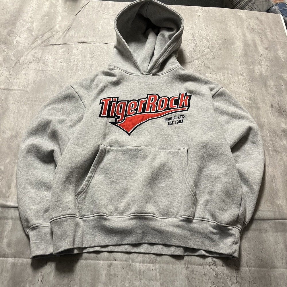 Tiger-Rock Martial Arts Gray Hoodie Men's Xl Pullover Kangaroo Pocket Logo...